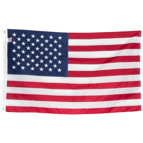 American Flag | Heavy Duty U.S. Flag | Durable 210D Oxford Nylon for High Winds | Quadruple Stitched Fly End | Embroidered Stars & Sewn Stripes | Brass Grommets | Patriotic Decor