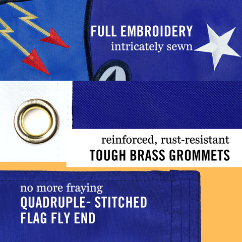Air Force Flag 3x5 ft | Double-Sided | Heavy Duty USAF Flag | Quadruple Stitched Fly End | Durable High-Performance 210D Nylon for High Winds | Air Force Seal Coat of Arms 13 Stars | Brass Grommets