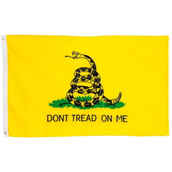 Gadsden Dont Tread On Me Flag 3x5 ft, Double-Sided | Heavy Duty Rattlesnake Flag | Quadruple Stitched Fly End | Durable High-Performance 210D Nylon for High Winds | Yellow & Black Coiled Snake | Brass Grommets