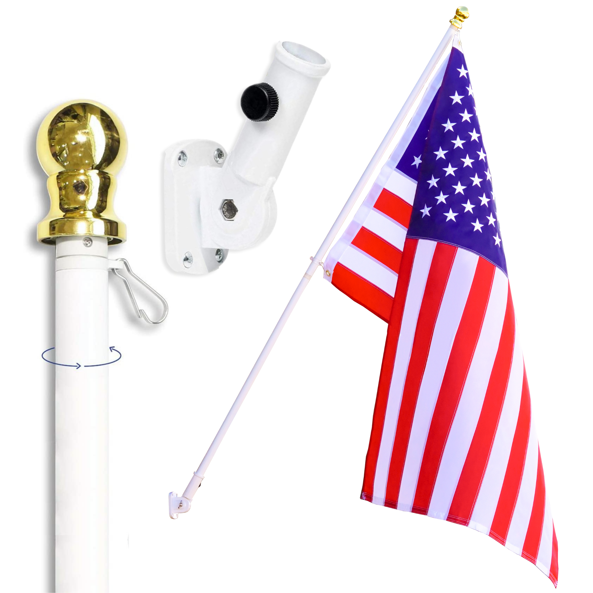 WinCraft Dallas Cowboys Flag Pole & Bracket Kit – Includes 3x5 Flag, 6' Spinning Pole, Adjustable Bracket