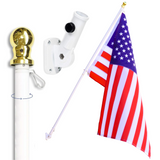 American Flag Pole Kit | Heavy Duty Outdoor Flagpole | 3x5’ Flag | 210D Nylon United States Flag | 6’ Adjustable Spinning Flag Pole | House Mount Bracket | Commercial | High Winds