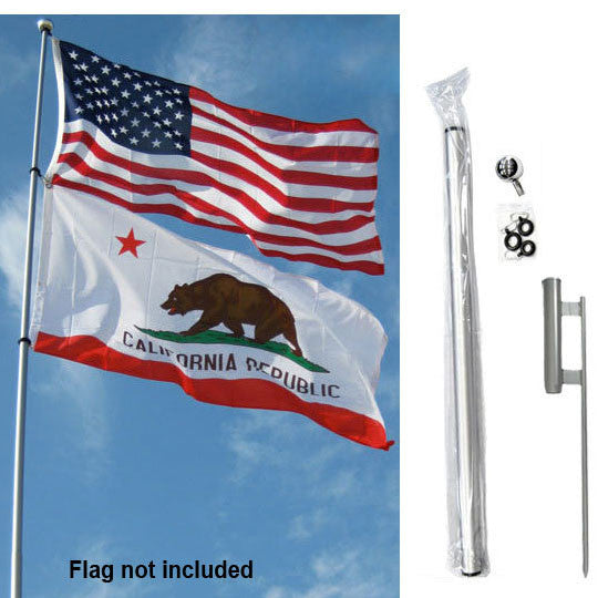 16ft Fiberglass Telescoping Flag Pole Kit with Ground Stake