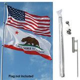 24ft Fiberglass Telescoping Flag Pole Kit with Ground Stake