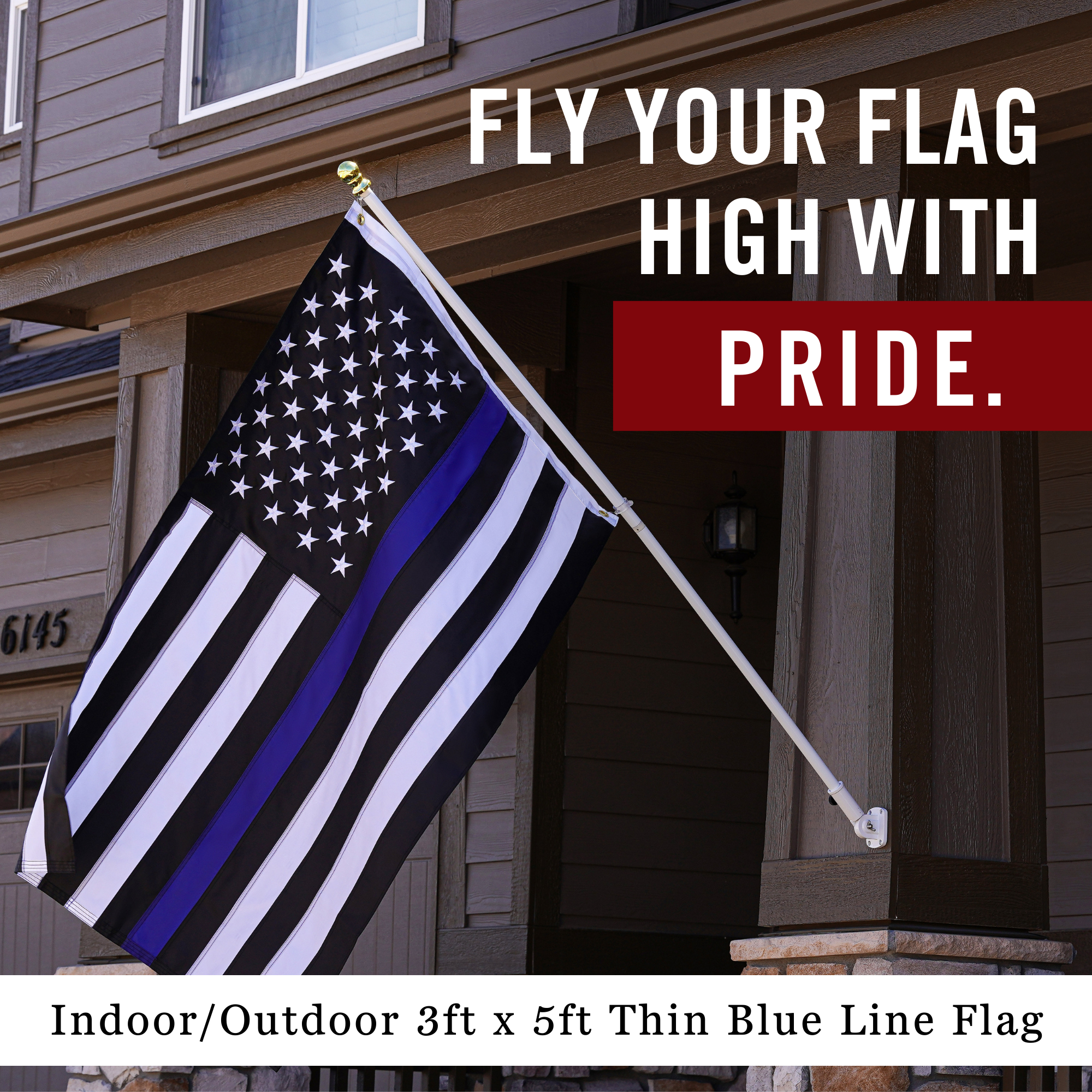 Homissor Thin Blue Line Flags 3x5 Outdoor Made In USA - Embroidered - Foto 2