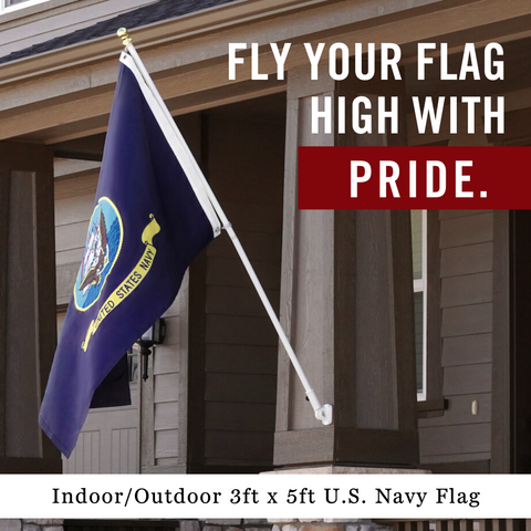 Navy Flag 3x5 ft | Double-Sided | Heavy Duty US Navy Flag | Quadruple Stitched Fly End | Durable High-Performance 210D Nylon for High Winds | Eagle Ship & Anchor | Brass Grommets