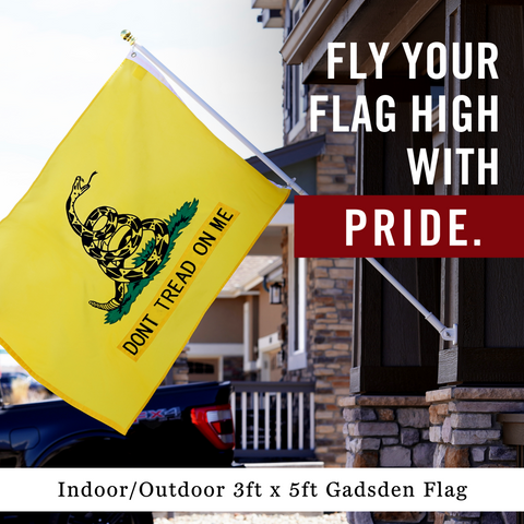 Gadsden Dont Tread On Me Flag 3x5 ft, Double-Sided | Heavy Duty Rattlesnake Flag | Quadruple Stitched Fly End | Durable High-Performance 210D Nylon for High Winds | Yellow & Black Coiled Snake | Brass Grommets