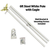   6ft White Steel Flag Pole with Decorative Eagle Topper