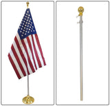 8 ft Aluminum Flagpole, Silver, Indoor Use with Classic Ball Topper