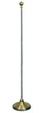 8 ft Aluminum Flagpole, Silver, Indoor Use with Classic Ball Topper