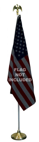 8 ft Aluminum Flagpole, Silver, Indoor Use with Eagle Topper