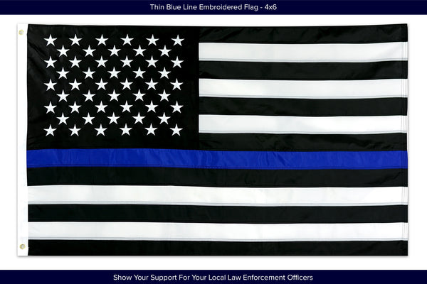 THIN BLUE LINE USA FLAG, EMBROIDERED, HIGH QUALITY