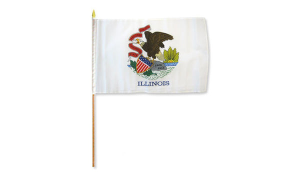 illinois 12x18in stick flag