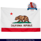 3x5ft Embroidered California Flag, Single-Sided