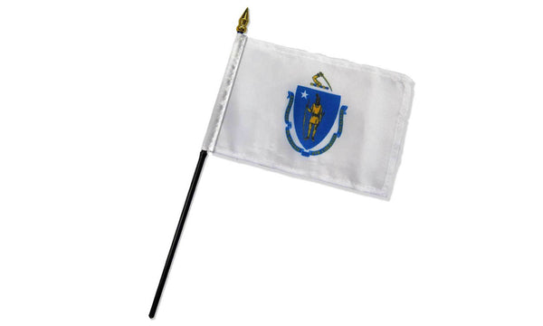 massachusetts 4x6in stick flag