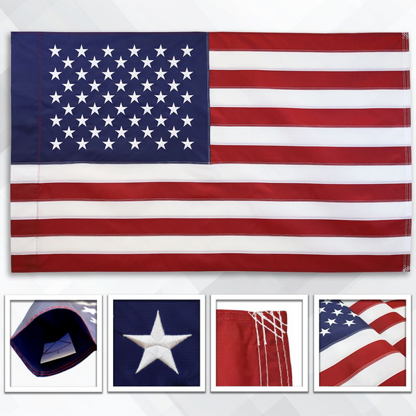 American Flag, 3x5, Sleeved, Embroidered