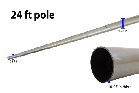 24ft Fiberglass Telescoping Flag Pole Kit with Ground Stake