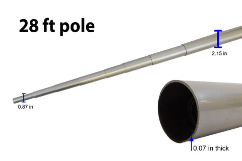 28ft Fiberglass Telescoping Flag Pole Kit with Ground Stake