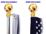 8 ft Aluminum Flagpole, Silver, Indoor Use with Classic Ball Topper