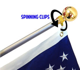 8 ft Aluminum Flagpole, Silver, Indoor Use with Classic Ball Topper