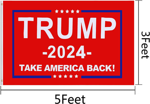 Trump 2024 Flag, Red, 3x5, Take America Back Donald J Trump Supporters, Polyester Banner, Donald for President